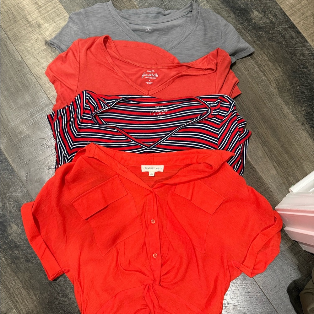 Rue21 Red, Gray, and Striped Short Sleeve Tees